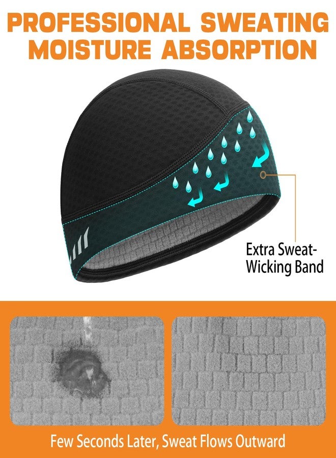 MELASA Lightweight Warm Running Winter Hat with Reflective Accents, Unidirectional Moisture Wicking Skull Caps for Men Women Black - Image 4